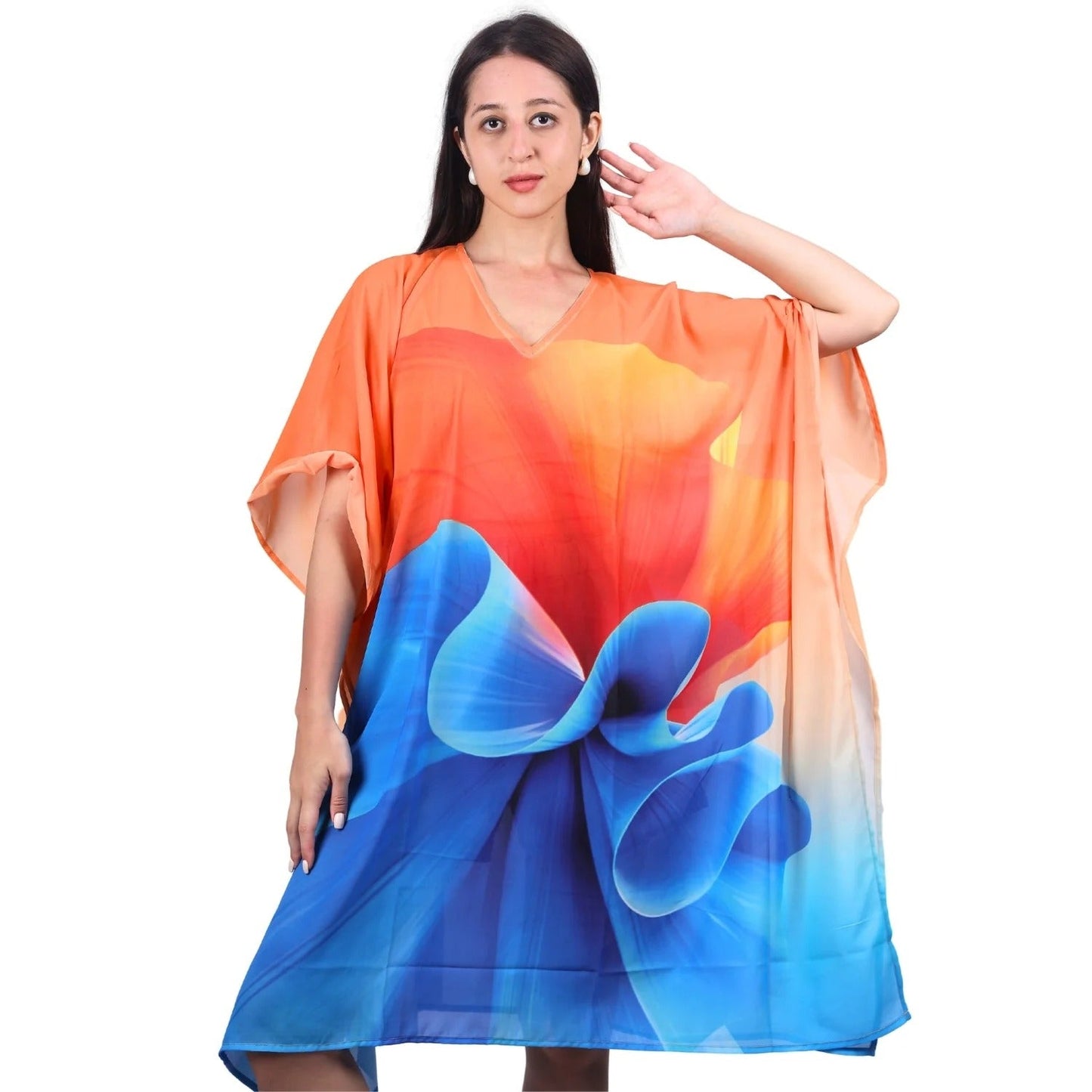 Romantic Rose Garden V-Neck Kaftan Dress