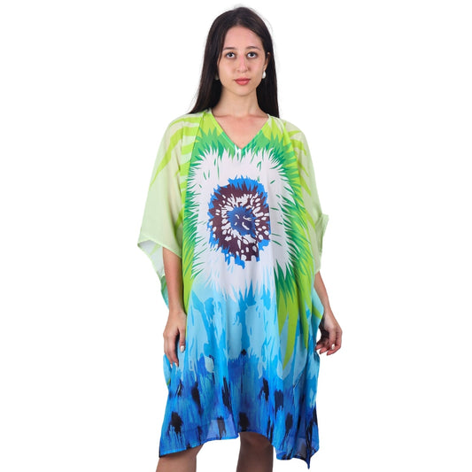 Tropical Vibes Tie-Dye V-Neck Kaftan Dress | GloFash - FashionZapp.com