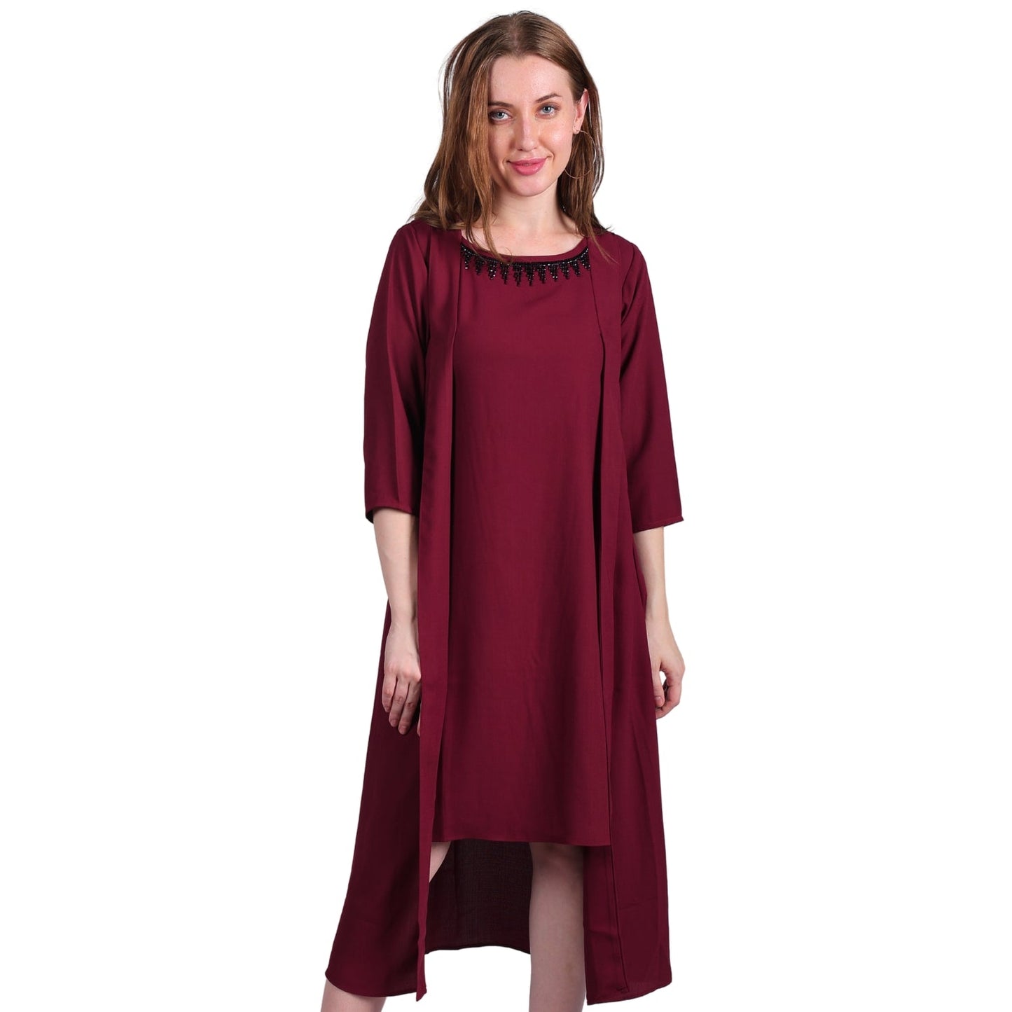 Round Neck Blended Georgette Summer Dress for Women