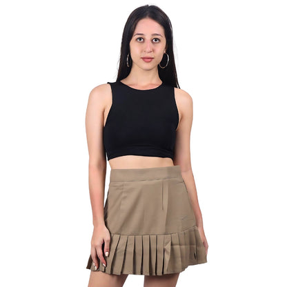Women’s High-Waisted Pleated Skater Skirt with attached shorts