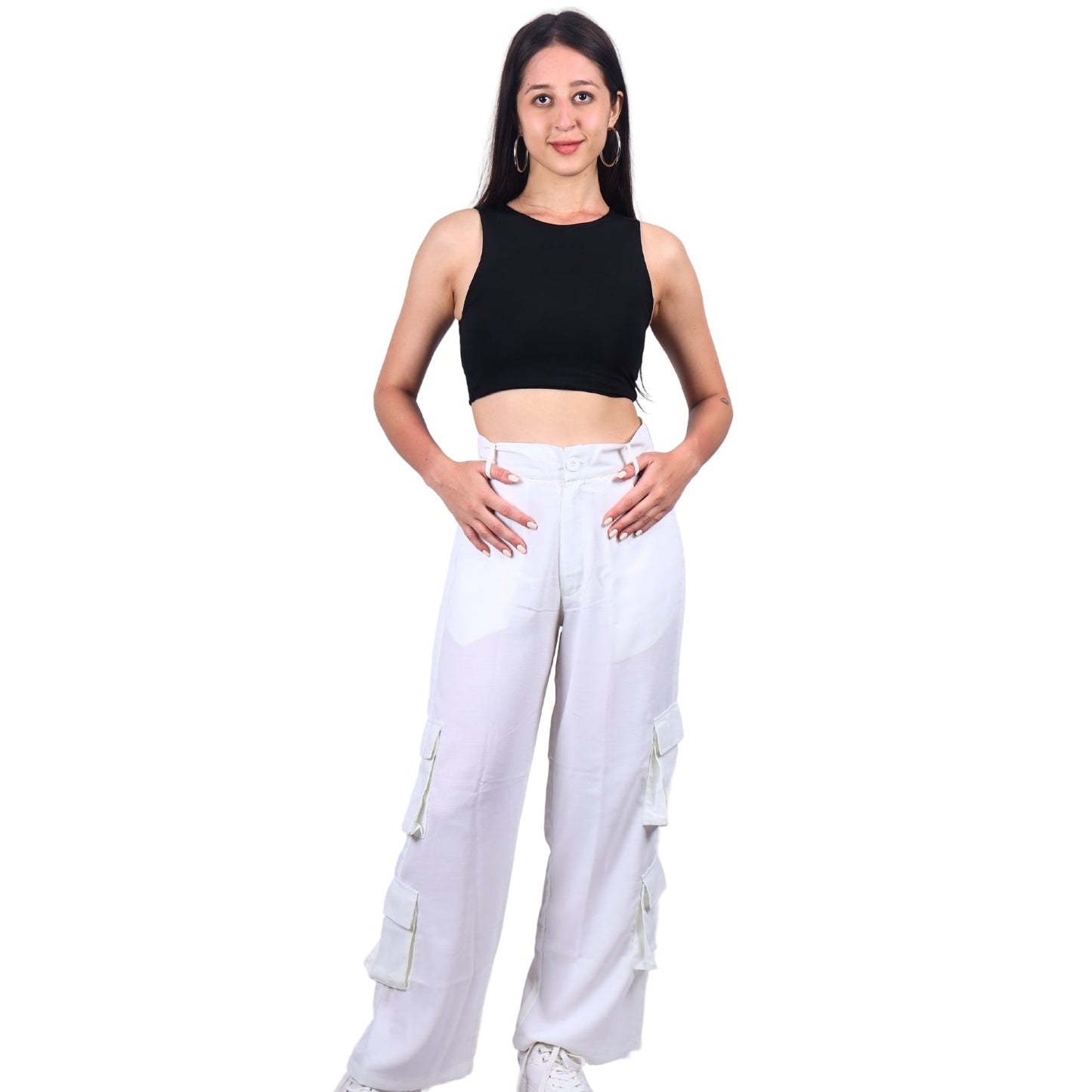 Chic High-Waist Multi-Pocket Cargo Pants