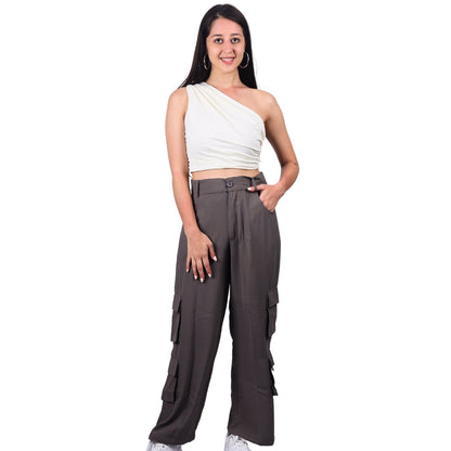 Chic High-Waist Multi-Pocket Cargo Pants