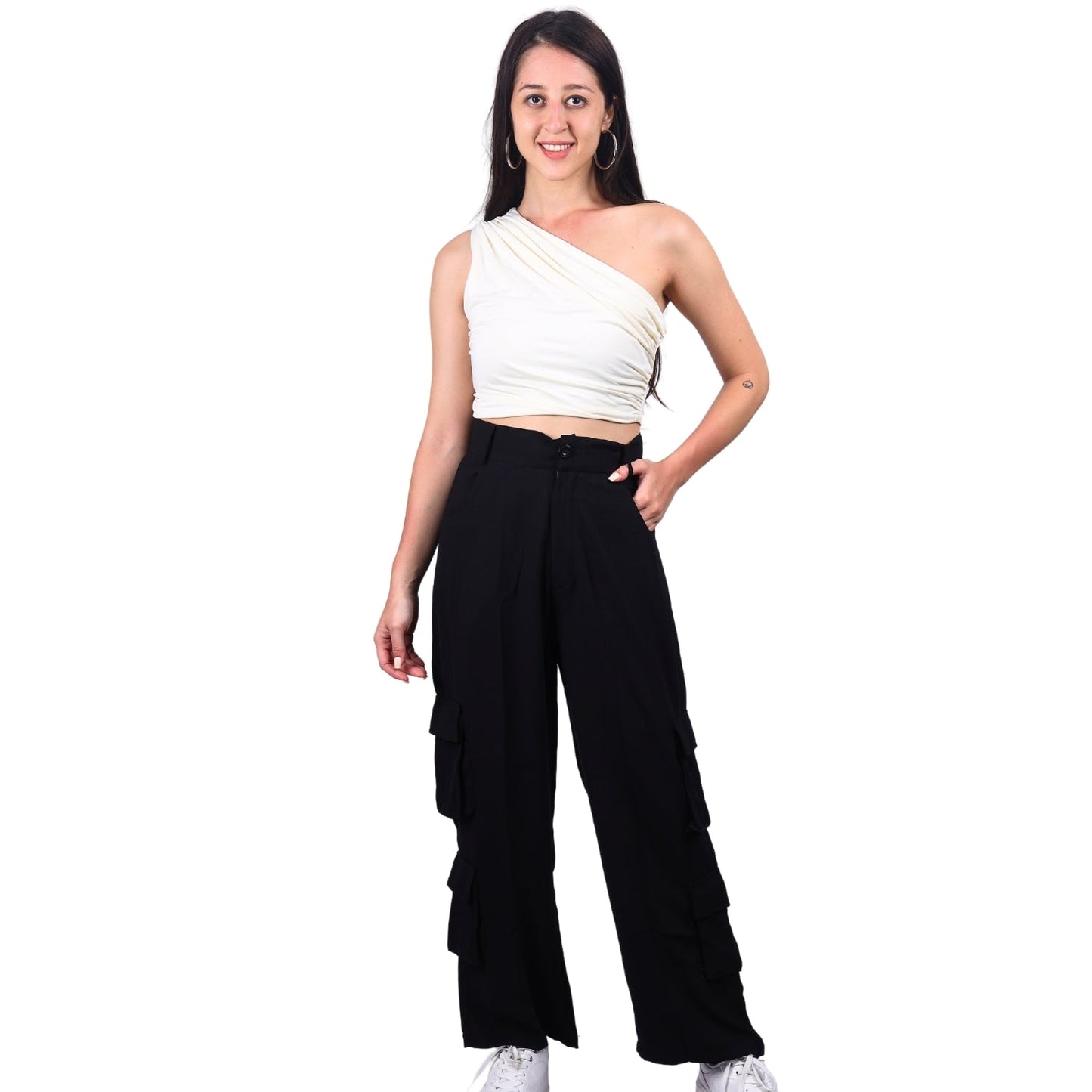 Chic High-Waist Multi-Pocket Cargo Pants