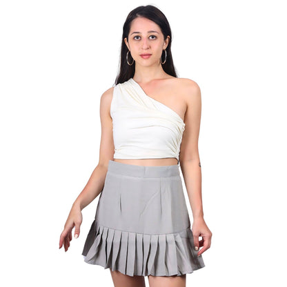 Women’s High-Waisted Pleated Skater Skirt with attached shorts