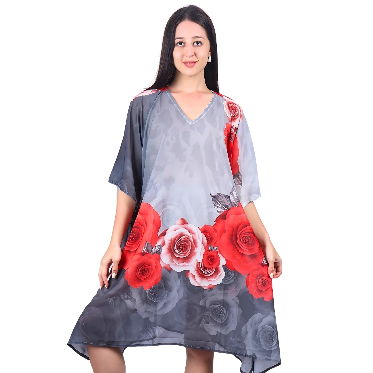 Romantic Rose Garden V-Neck Kaftan Dress | GloFash - FashionZapp.com