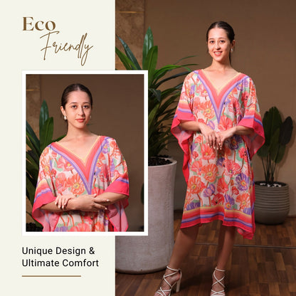 Tropical Poppy V-Neck Kaftan – Colorful Floral Paradise | GloFash - FashionZapp.com