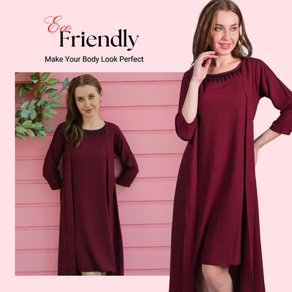 Round Neck Blended Georgette Summer Dress for Women