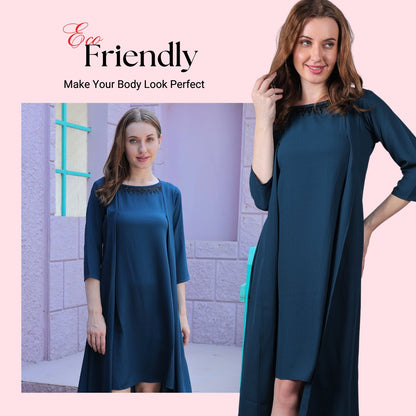 Round Neck Blended Georgette Summer Dress for Women