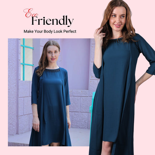 Round Neck Blended Georgette Summer Dress for Women