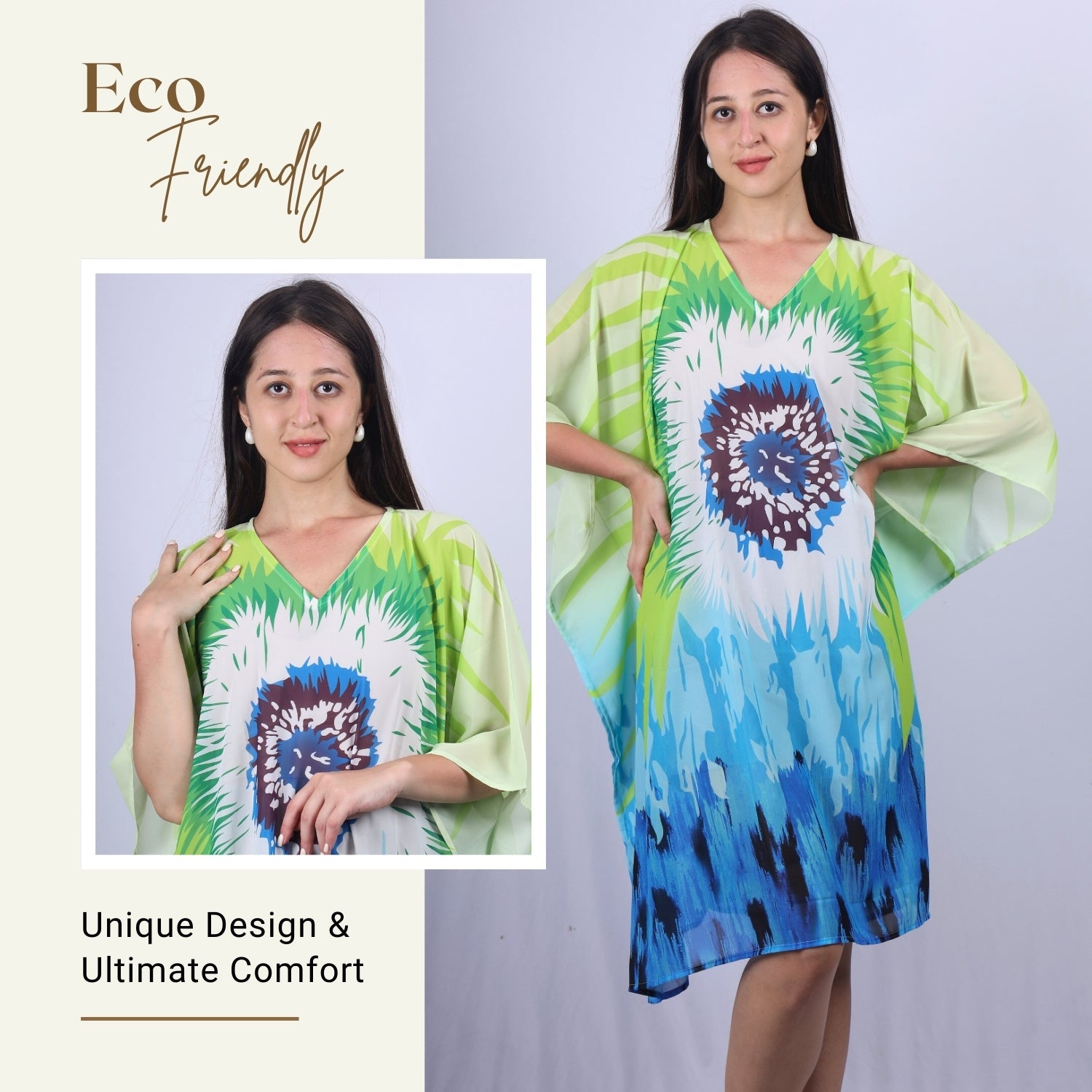 Tropical Vibes Tie-Dye V-Neck Kaftan Dress | GloFash - FashionZapp.com