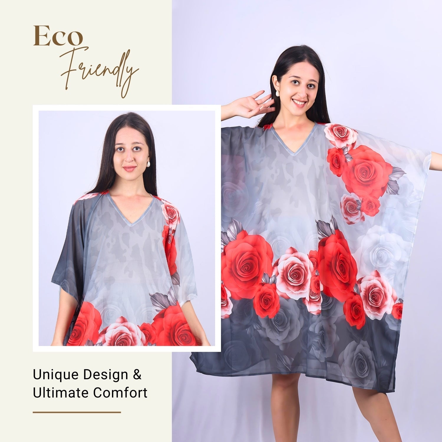 Romantic Rose Garden V-Neck Kaftan Dress | GloFash - FashionZapp.com