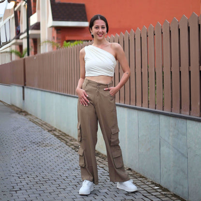 Chic High-Waist Multi-Pocket Cargo Pants