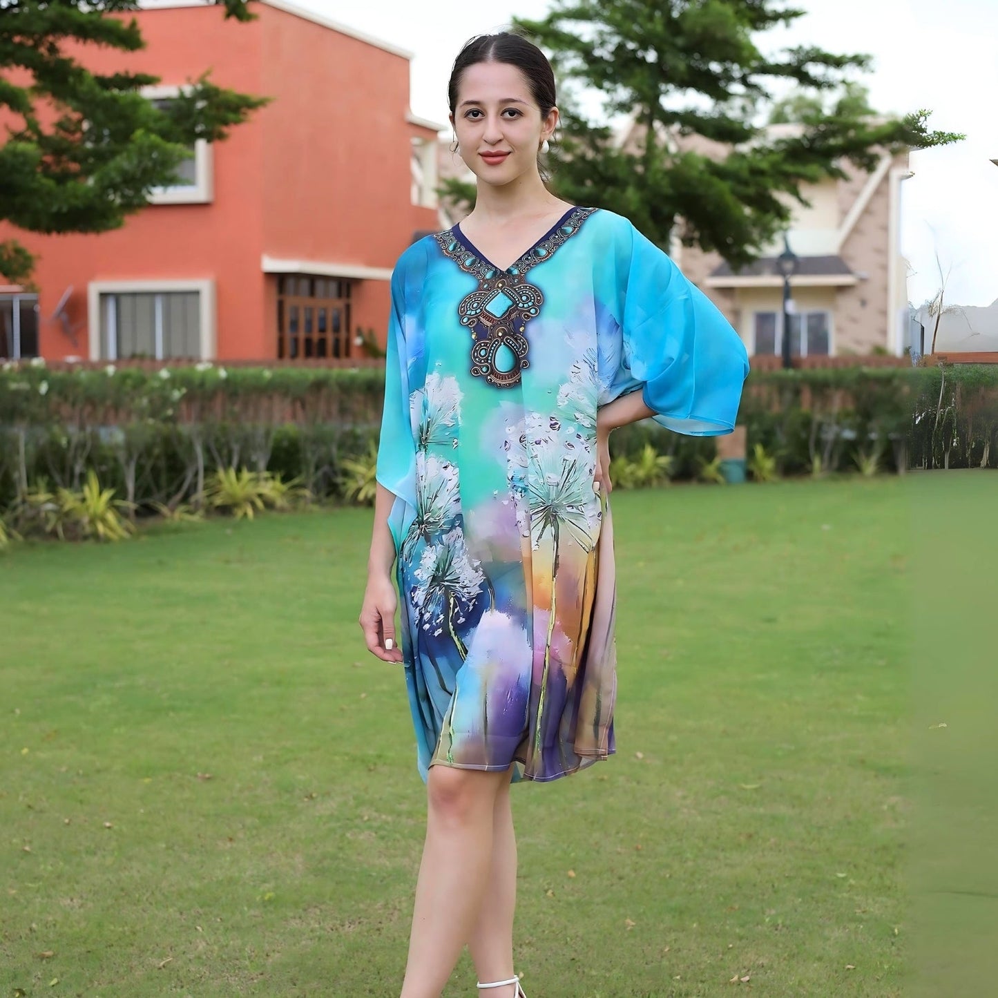 Enchanted Meadow Jewel-Accent Kaftan Dress | GloFash - FashionZapp.com