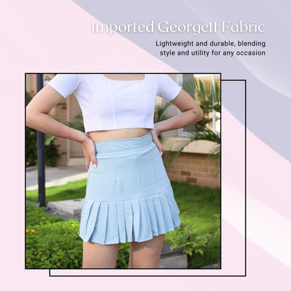 Women’s High-Waisted Pleated Skater Skirt with attached shorts