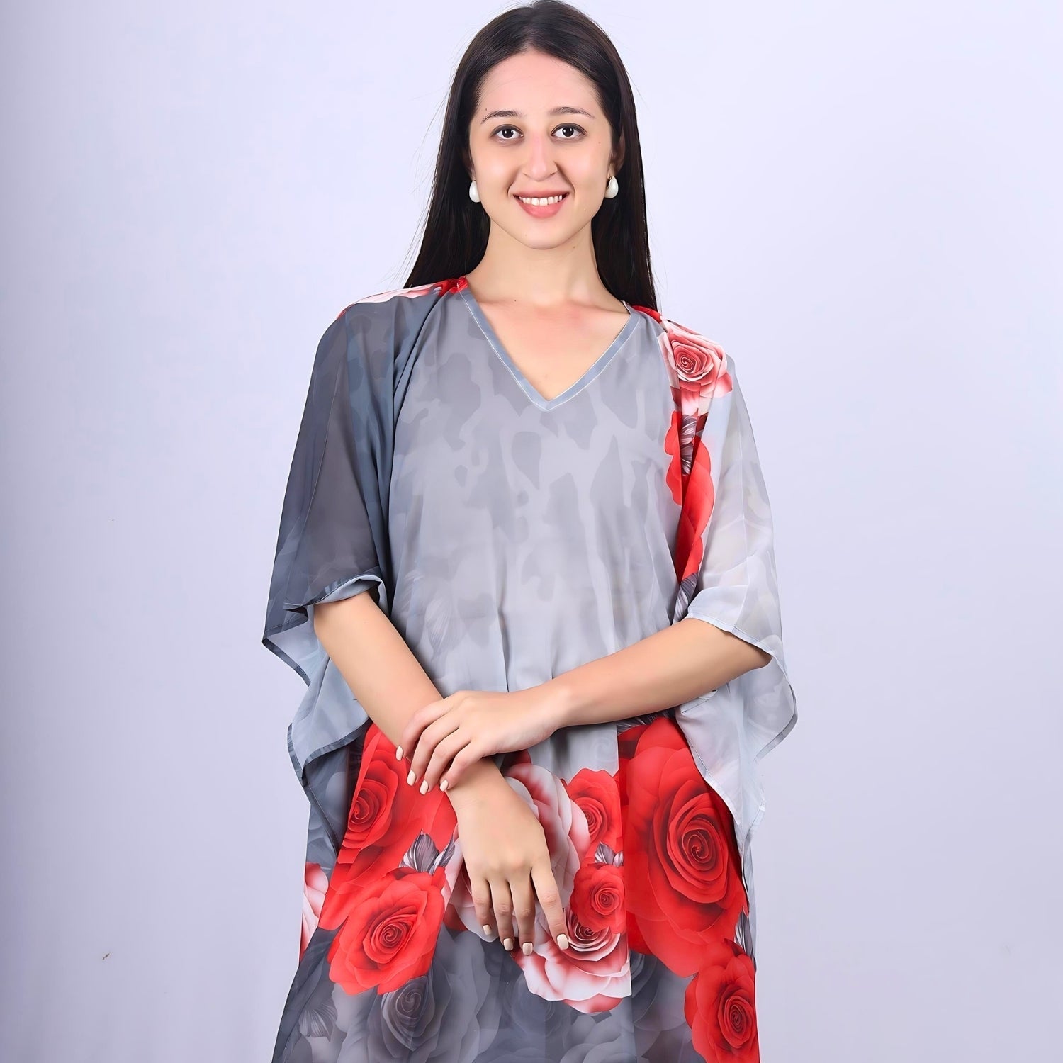 Romantic Rose Garden V-Neck Kaftan Dress | GloFash - FashionZapp.com