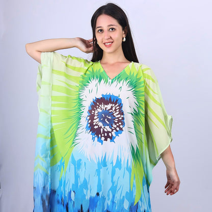 Tropical Vibes Tie-Dye V-Neck Kaftan Dress | GloFash - FashionZapp.com