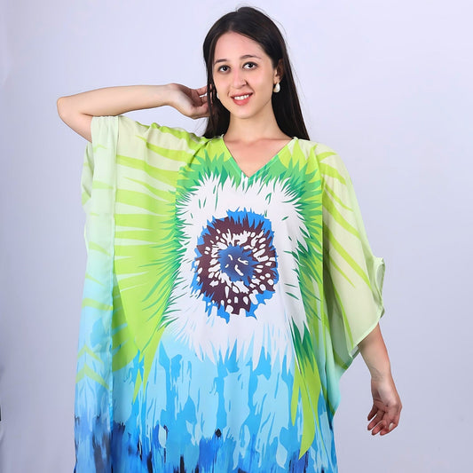 Tropical Vibes Tie-Dye V-Neck Kaftan Dress | GloFash - FashionZapp.com
