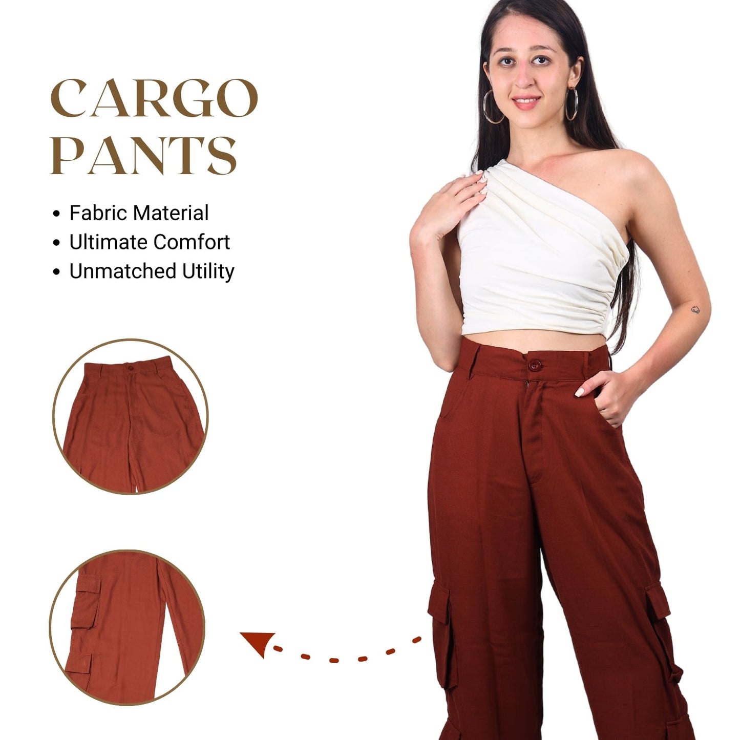 Chic High-Waist Multi-Pocket Cargo Pants