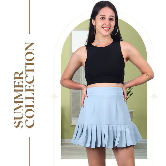 Women’s High-Waisted Pleated Skater Skirt with attached shorts