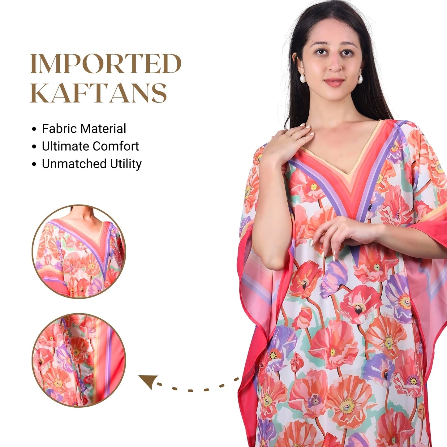 Tropical Poppy V-Neck Kaftan – Colorful Floral Paradise | GloFash - FashionZapp.com