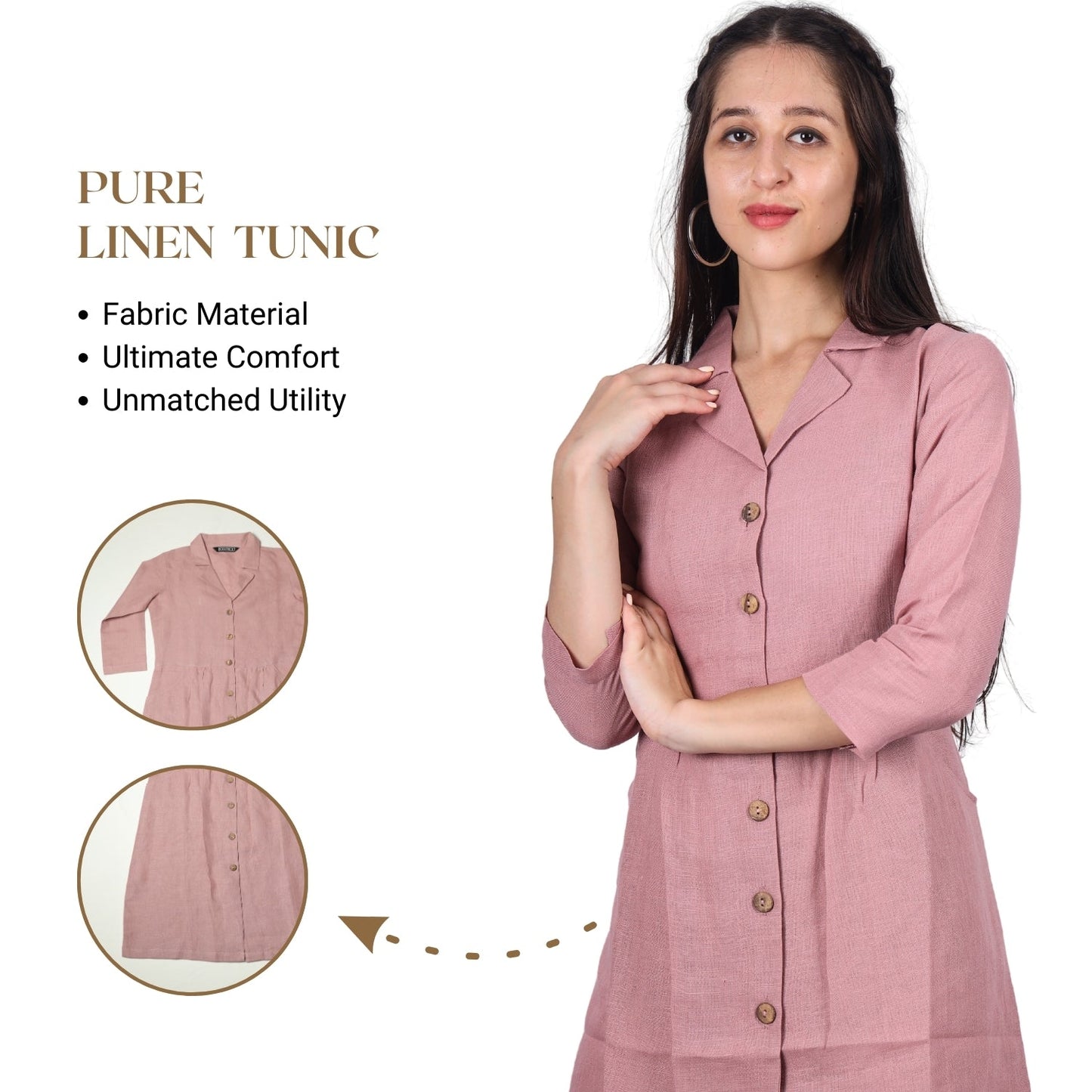Women's V-Neck Summer Casual 3/4 Sleeve Button-Down Dress - FashionZapp.com