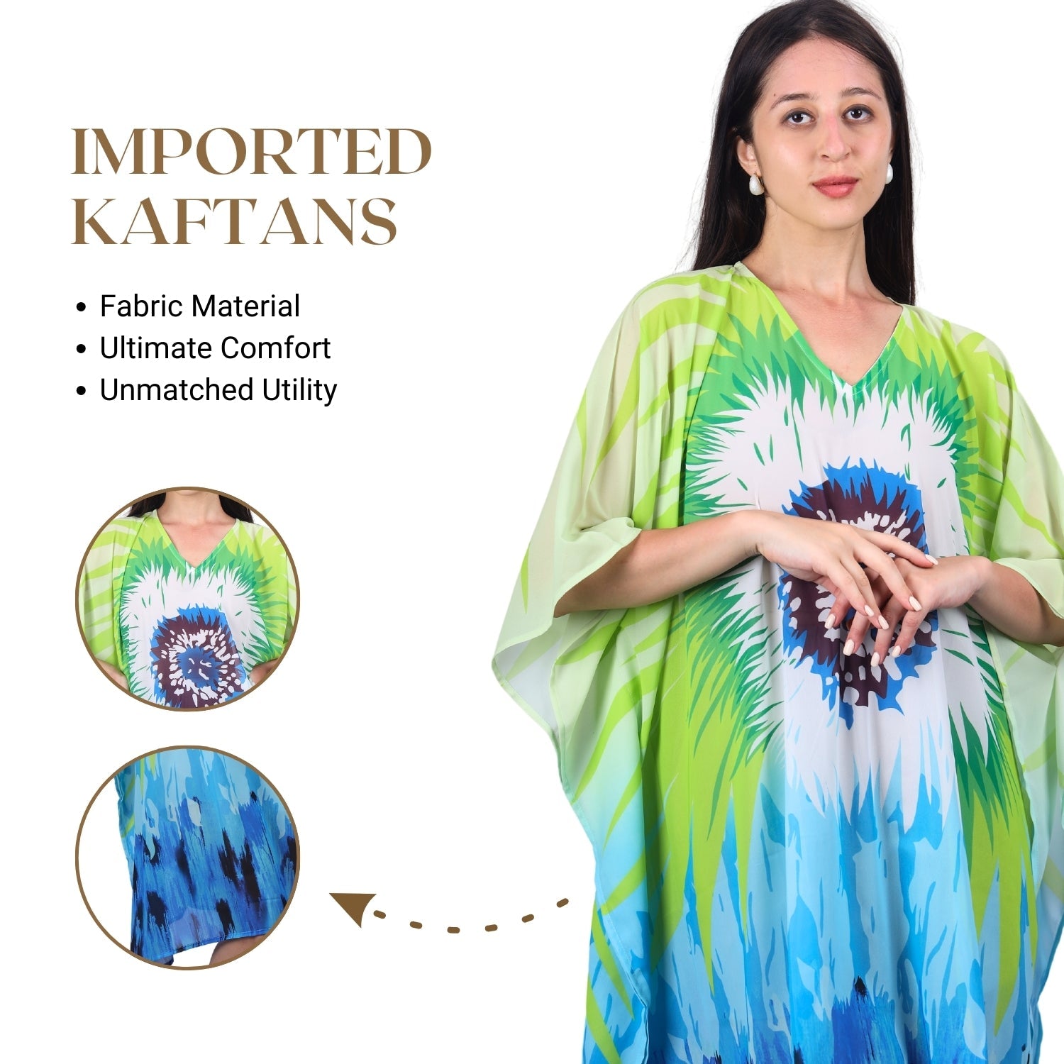 Tropical Vibes Tie-Dye V-Neck Kaftan Dress | GloFash - FashionZapp.com
