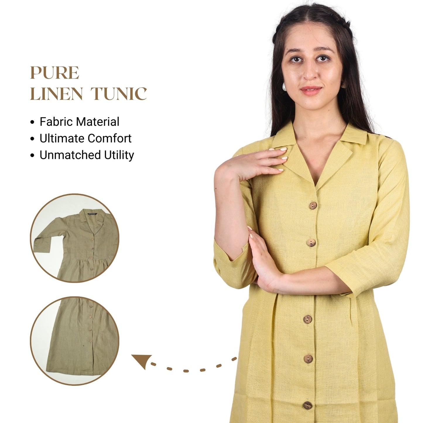 Women's V-Neck Summer Casual 3/4 Sleeve Button-Down Dress - FashionZapp.com