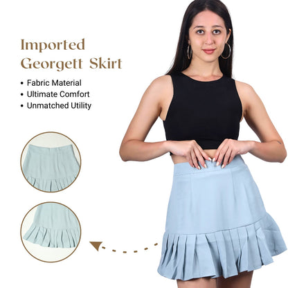 Women’s High-Waisted Pleated Skater Skirt with attached shorts