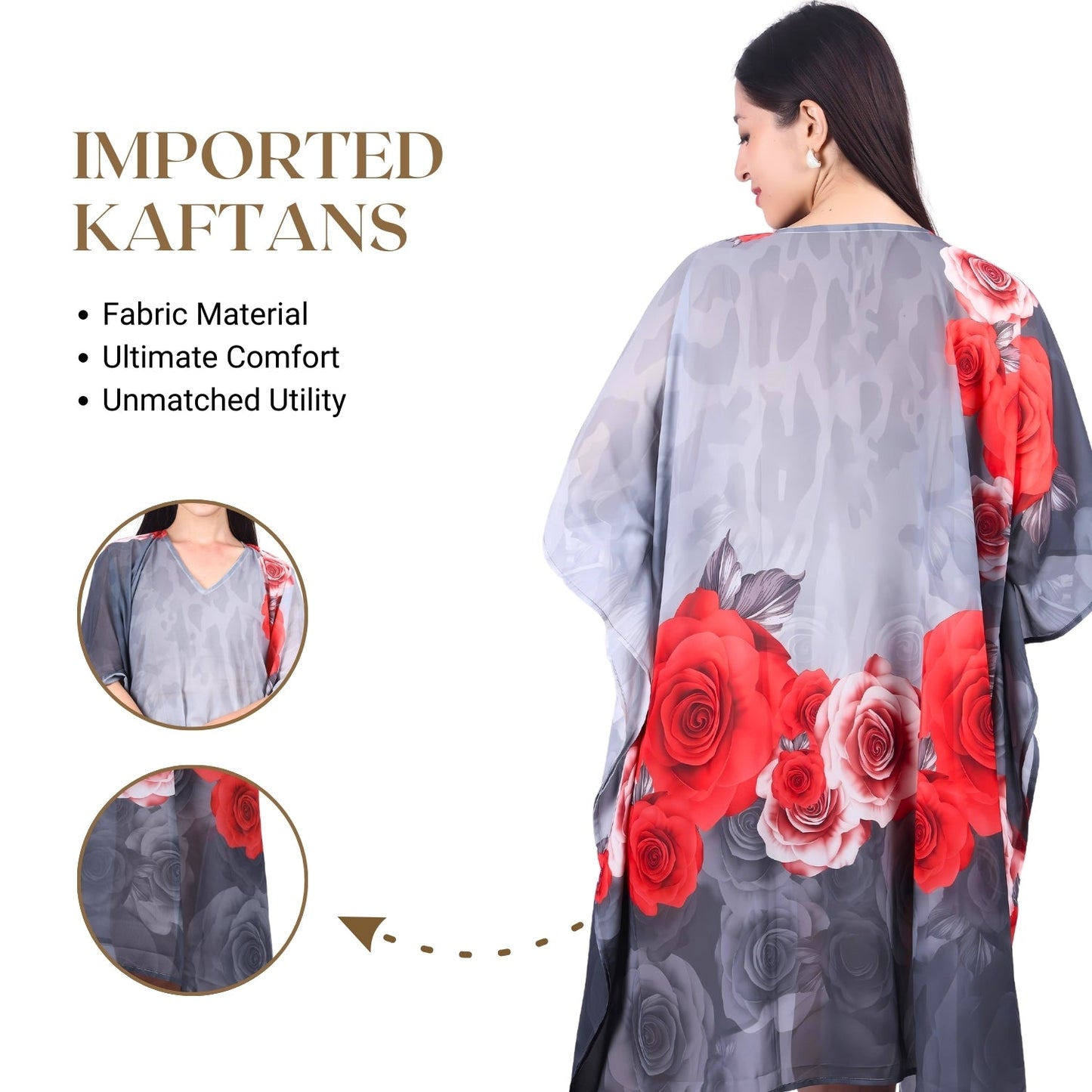 Romantic Rose Garden V-Neck Kaftan Dress | GloFash - FashionZapp.com