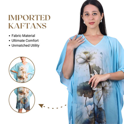 Tranquil Lotus Watercolor Kaftan Dress | GloFash - FashionZapp.com