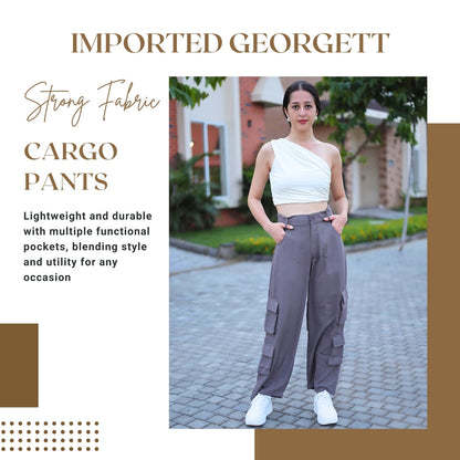 Chic High-Waist Multi-Pocket Cargo Pants