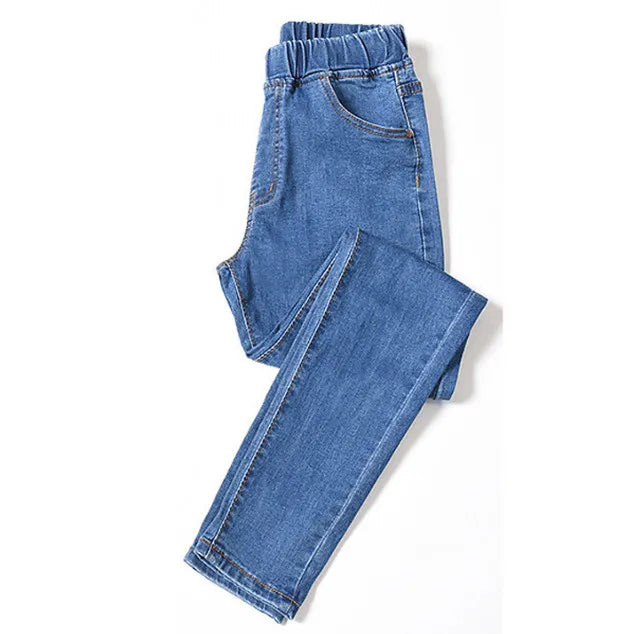 Women  Jeans for Curvy  Elastic Waist Stretchy Denim Pants Tummy Control Mom Jeans 4XL ouc551