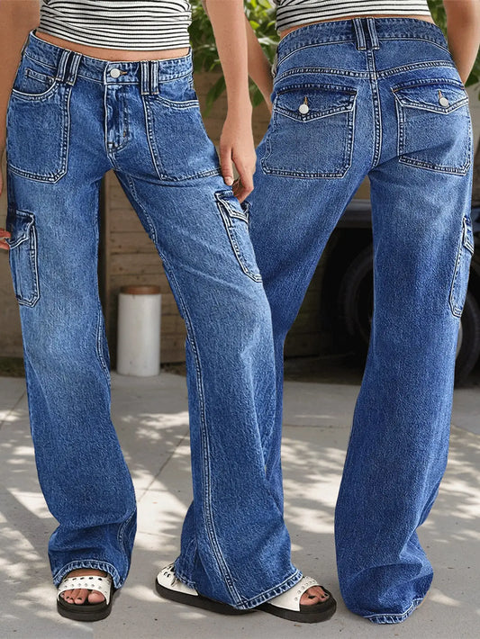 Women's Jeans Work Pants - Multi-Pocket Straight Leg Jeans for Ultimate Comfort and Style