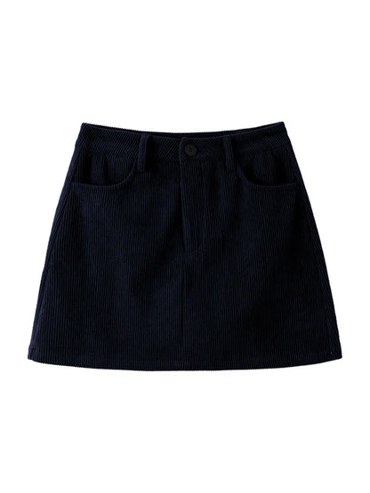 Corduroy A-Line Mini Skirt with Inner Shorts for Women