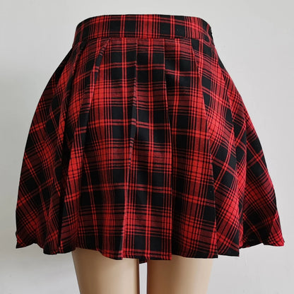 Gothic Plaid Pleated High Waist Mini Skirt for Women Chic Style