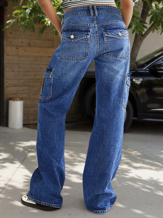 Women's Jeans Work Pants - Multi-Pocket Straight Leg Jeans for Ultimate Comfort and Style