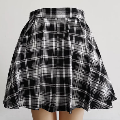 Gothic Plaid Pleated High Waist Mini Skirt for Women Chic Style