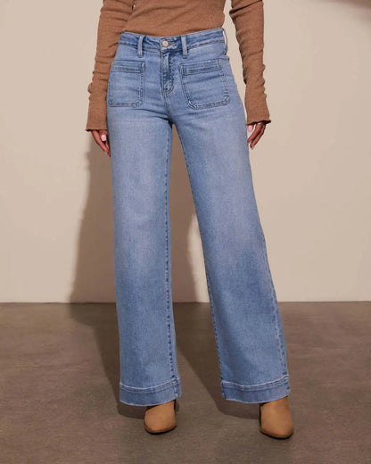 Women's New Europe and the United States High-Waisted Jeans Women's 2025 Spring Thin Wide-Leg Retro Temperament Straight Pants